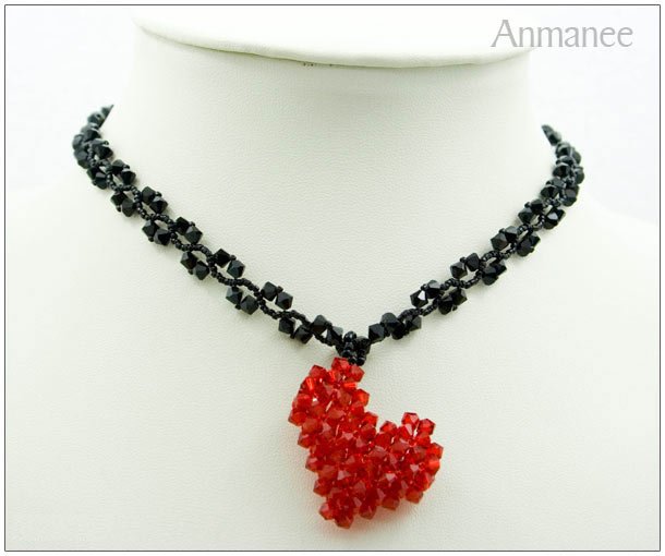 Handcrafted Swarovski Crystal Necklace Heart Pendant 010116