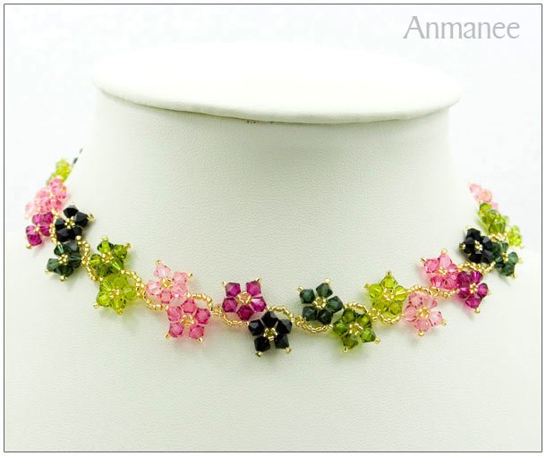 Handcrafted Swarovski Crystal Necklace Crawling Stars Full 010120
