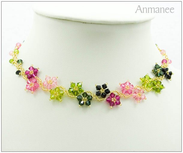 Handcrafted Swarovski Crystal Necklace Crawling Stars Front 010122