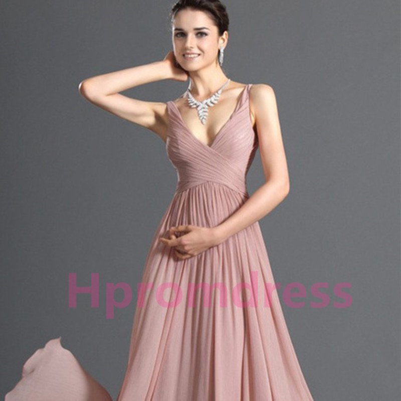 2015 New V-neck formal bridesmaid dress chiffon prom party dress