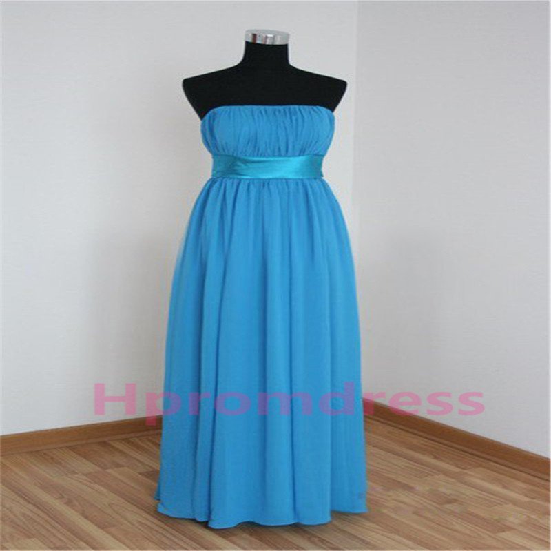 New Hot strapless blue bridesmaid dress custom size color long evening dress
