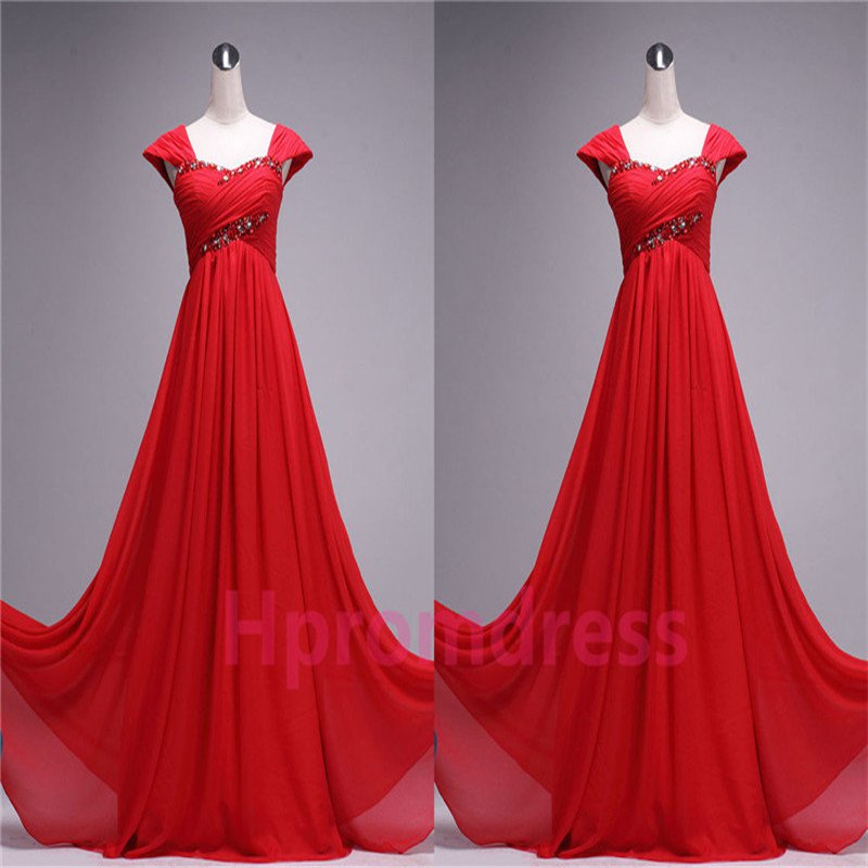 New Hot red beads bridesmaid dress custom size color long evening party dress