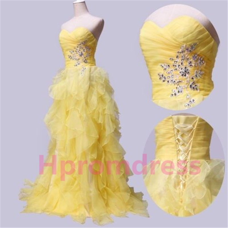 2014 New Fashion strapless beads prom party dress