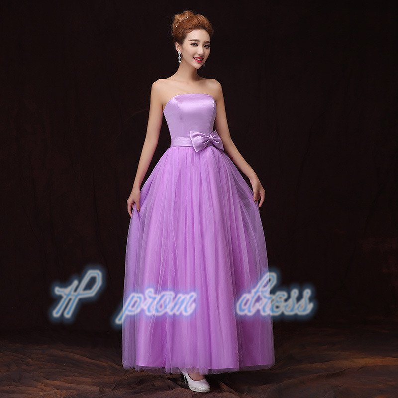 2015 New romantic purple strapless Wedding dress Sister group long prom Dress Bridesmaid Dress