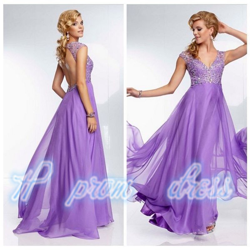 New V-neck Beading Backless Sleeveless Long Prom Dresses