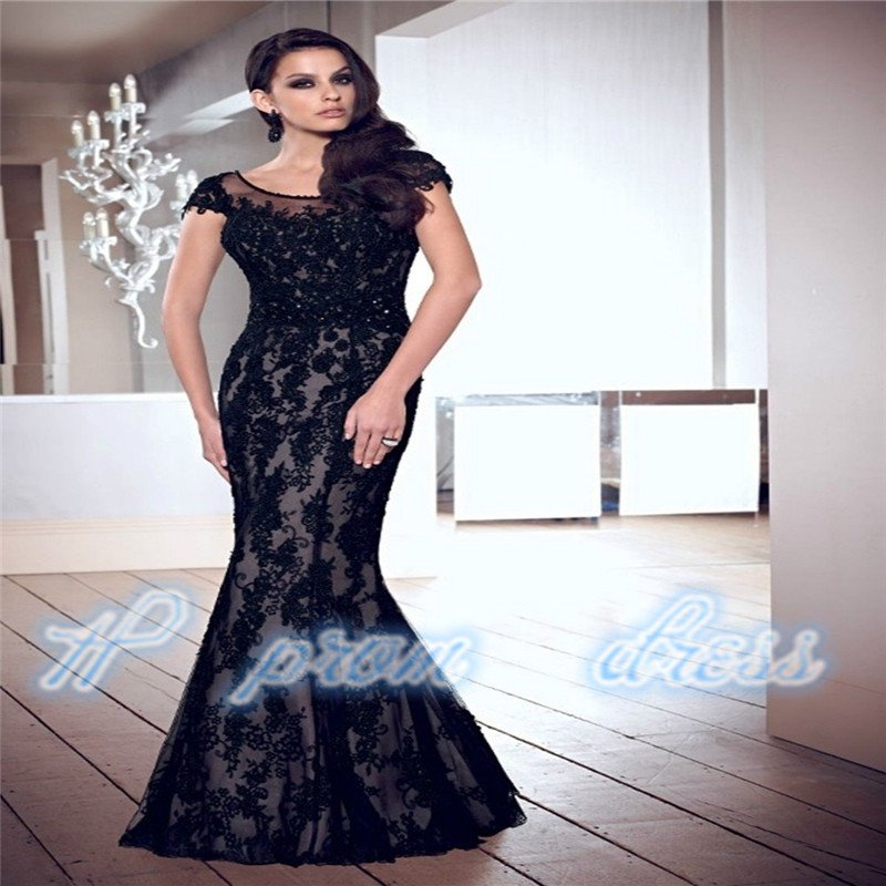 New Long Black Applique Backless Evening Dress Formal Prom Gown Party Pageant