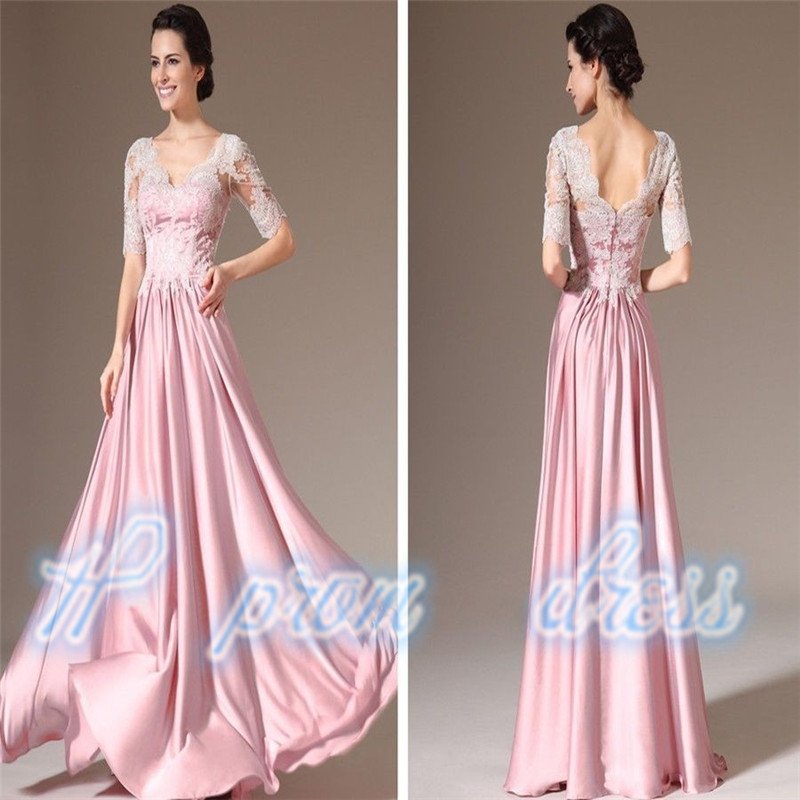 New V-Neck Half Sleeve Evening Formal Prom Party Cocktail Dresses Wedding Gowns