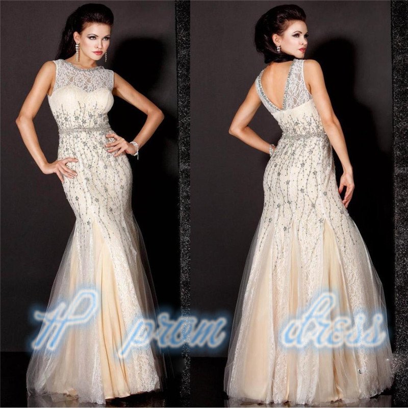2015 Beading Lace Mermaid Bridal Wedding Ball Prom Gown Formal Evening Dress