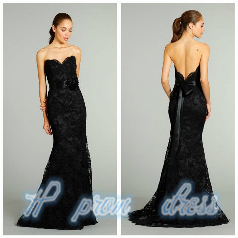 2015 Long Black Mermaid Formal Prom Party Dresses Wedding Gown