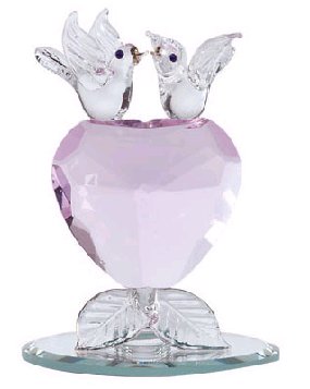 GLASS LOVEBIRDS/CRYSTAL HEART