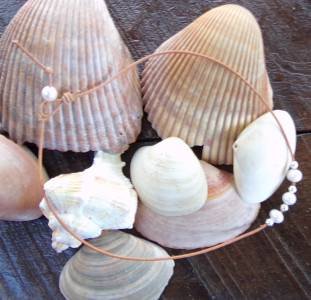 Large Hole Pearl and Leather Necklace Soul of the Sea Made In USA N206 ~