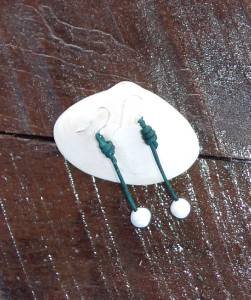 Large Hole Pearl and Leather Earrings Silver Plated Hand Made In The USA E201 ~~