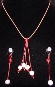 Pearl and Leather Necklace With 14K Gold Plated Earrings Soul of the Sea Seaside Pearls
