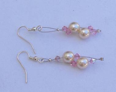 Soul of the Sea Seaside Pearl and Swarovski Crystals Earrings Made in USA Unique ~~~