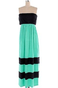 Womens Small Dress * NEW* Mint and Black Color Block Maxi ~~~~~~