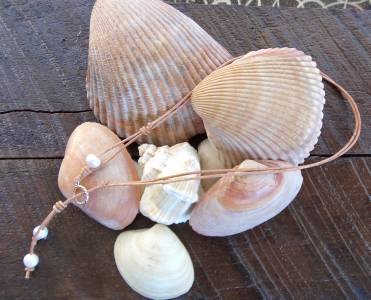 Pearl and Leather Necklace Large Hole Pearls Soul of the Sea Made In The USA N128 ~~~~~~~~~