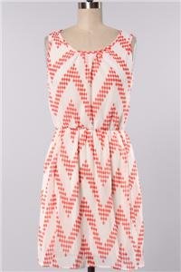 Womens Large Dress NWT Large Coral Chevron Dress Lined