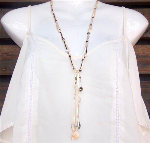 Leather and Pearl Necklace Hand Knotted Leather Freshwater Pearls N600 ~~