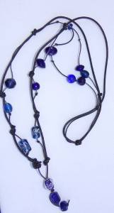 Gilligan's Glass Beads and Leather Necklace Handmade in the USA Original Unique