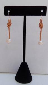 Gilligan's Seaside Pearl and Leather .925 Silver Earrings Made in USA ~~~~~