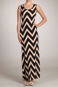 Womens Large Dress * NEW* Brown Maxi Chevron Dress Gilligans Boutique SOF USA
