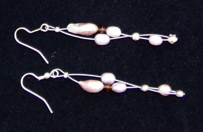 Gilligan's Seaside Pearl and Swarovski Crystals Earrings Made in USA Unique ~~~~
