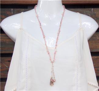 Pearl and Pink Hemp Rope With Freshwater Pearls and a Pearl Cluster N620 ~~~~