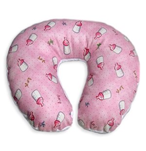 MODA and Chic Mink - Baby Luxury Wrap Travel Pillow - Pink Baby Sayings and Bottles -