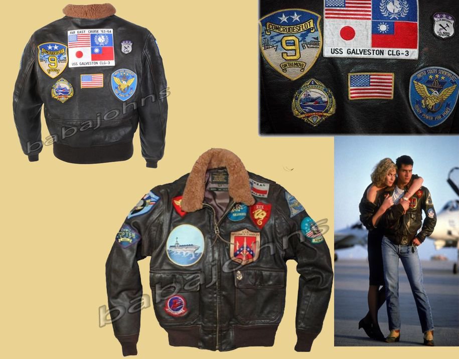 'TOP GUN BROWN' Men's A2 Jet Fighter Bomber Navy Air Force Pilot Leather Jacket