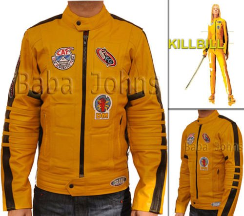 Kill Bill Men's Women's Uma Yellow Bride Motorcycle Biker Unisex Leather Jacket