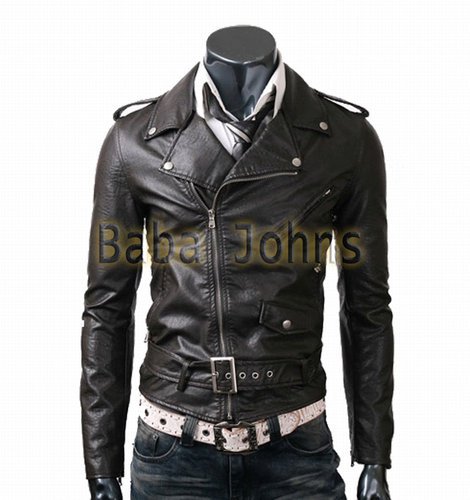 Belted Biker Slim Fit Genuine / Faux Black / Brown Urban Outfit Leather Jacket