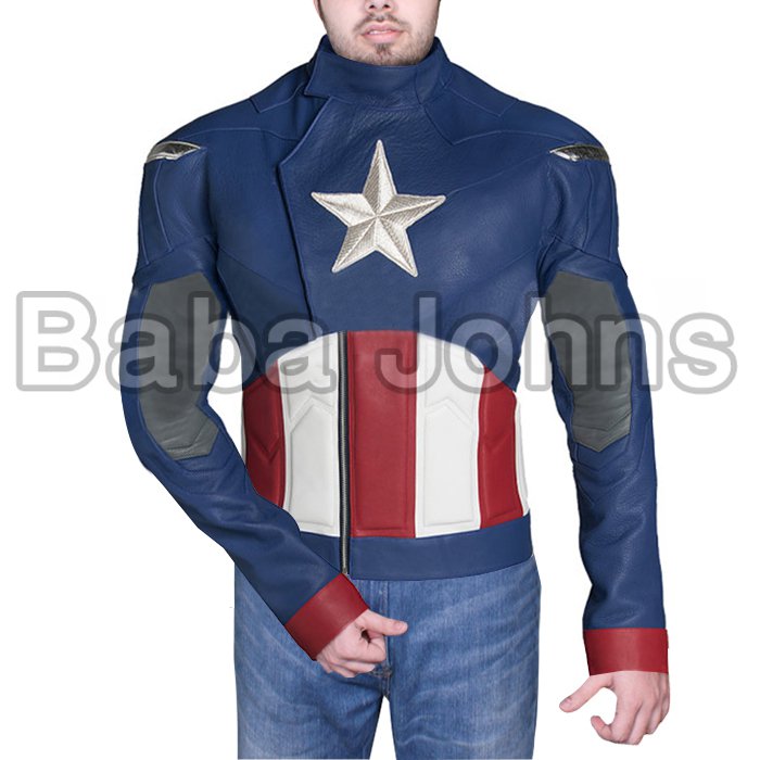 NEW LEATHER JACKET CAPTAIN AMERICA CHRIS EVANS STEVE ROGERS BIKER