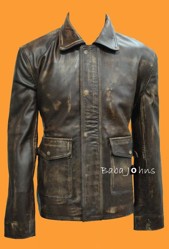 Indiana Jones Indy Vintage Cow Hide Classic Brownin Distrstrased Leather Jacket
