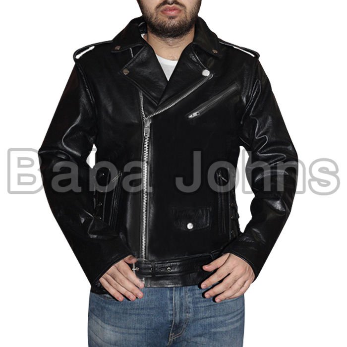 Terminator Men's Black Biker Fashion Leather Jacket High Quality