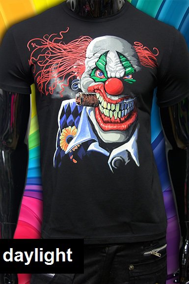 Hardcore clown rave psychedelic t-shirt fluorescent dj party club psy drum and base dubstep