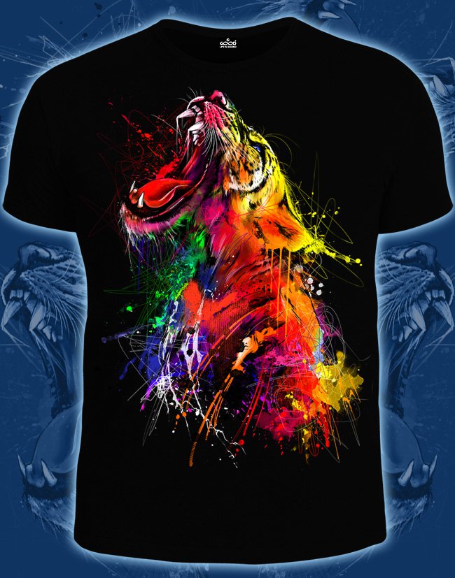 Tiger energy - T-shirt for the club music young people bright wear colorful wild animal