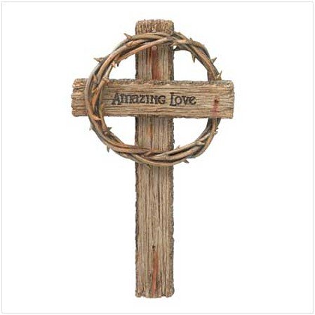 3756700: Crown of Thorns "Amazing Love" Wall Cross-13" High