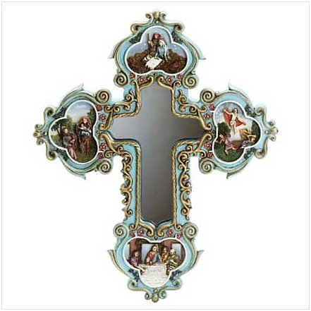 3409100: Scenes of the "Life Of Jesus" Cross Light-Up Mirror
