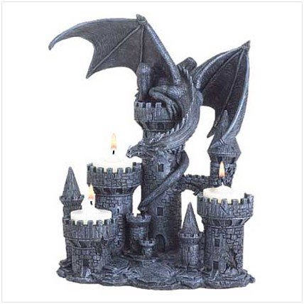 3796000: Medieval Dragon and Castle Candle Holder