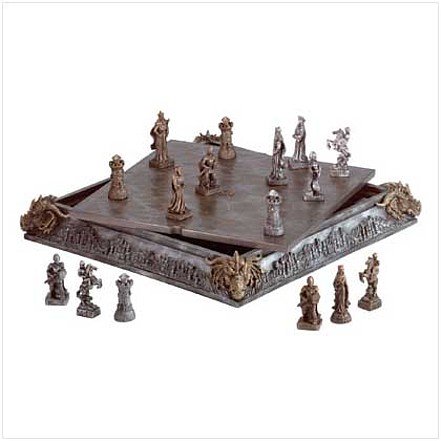 3530100: Alabastrite Medieval Dragons & Knights Chess Set