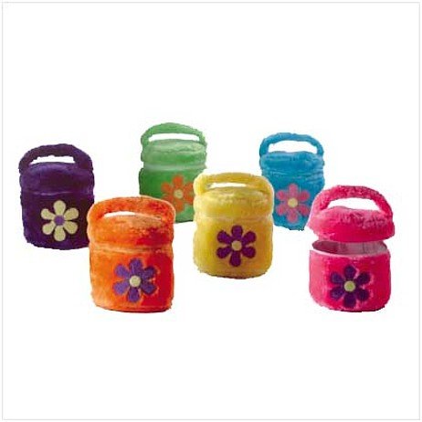 3312000: 10" Adorable Plush Flower Hand Bags - Set of 6