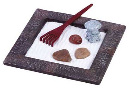 3463800: Tabletop Zen Pagoda and Rake Garden Set - Calming, Tranquility at Your Fingertips