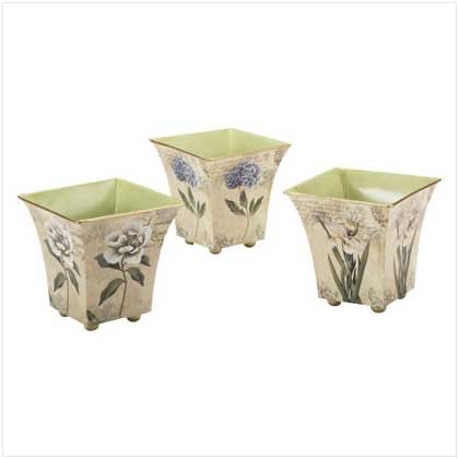 3563000: Nested Flower Tin Flower Pots - Home & Garden Decor
