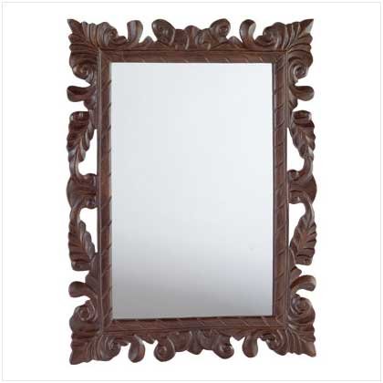 Elaborately Carved Leaves Wood Wall Mirror