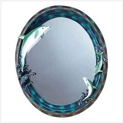 3216400: Dolphin Theme Oval Wall Mirror