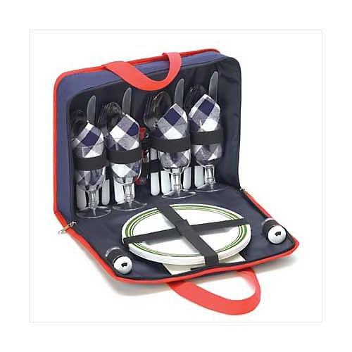 3807700: Picnic Set with Tote Bag Holder-Includes 28 pc. Dish/Utensil Set