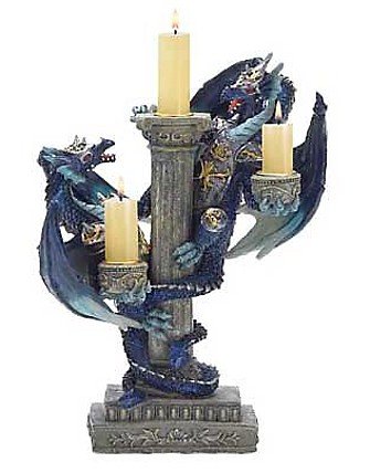 3820200: Two Blue Dragons Candleholder