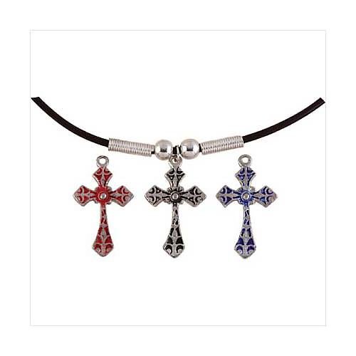 2933400 Black Cord Assorted Cross Necklaces-12 pc. Set