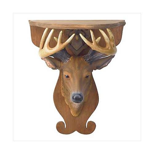 3797500: Deer Head Wall Shelf - Rustic Home Decor