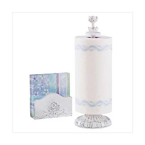 3313800: Distressed White Wood Napkin and Towel Holder